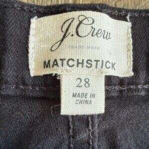 JCrew Matchstick Black Jeans Size 28